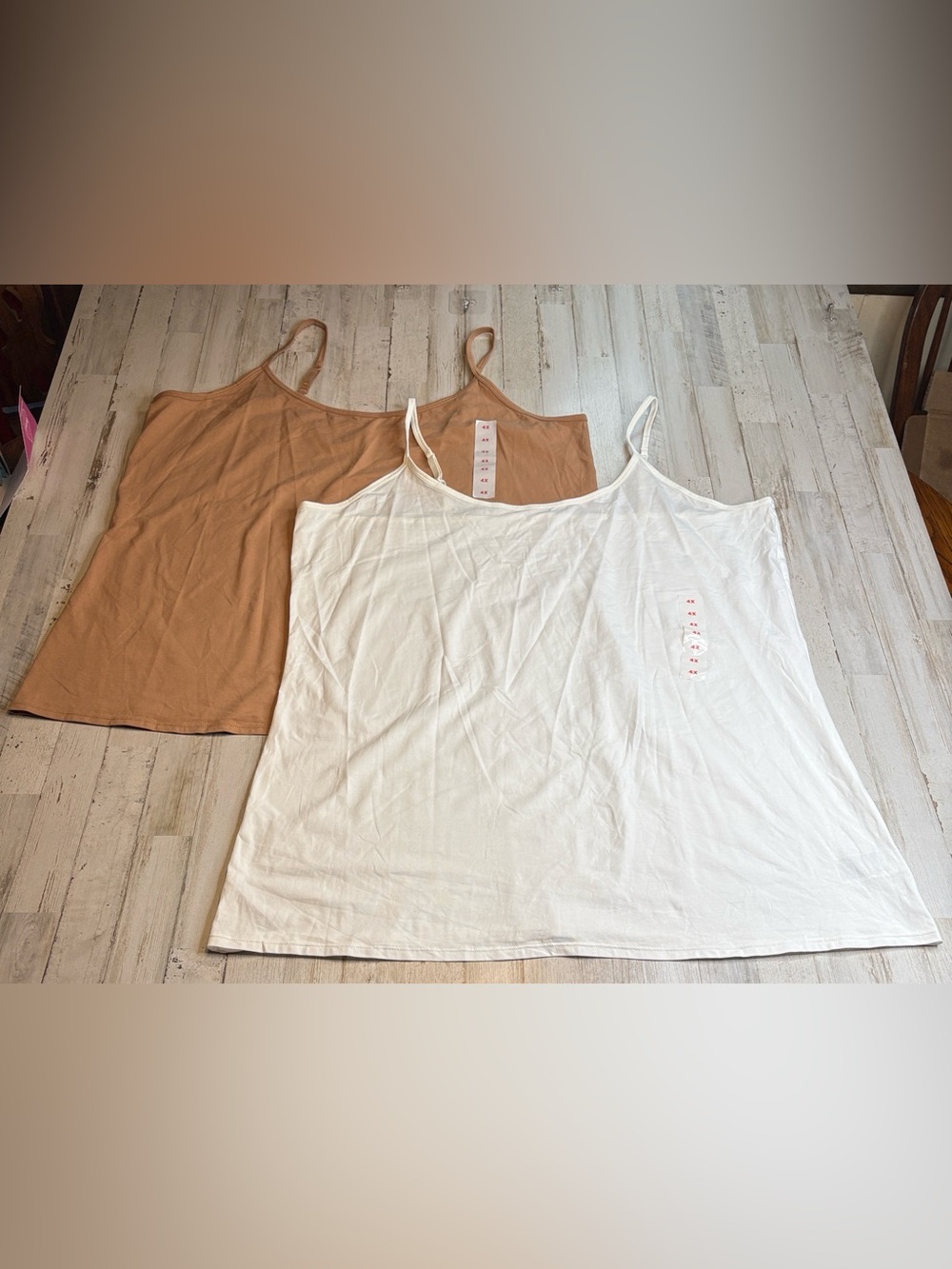 Old Navy First Layer Spaghetti Strap Tank Top - White and Tan Size 4X